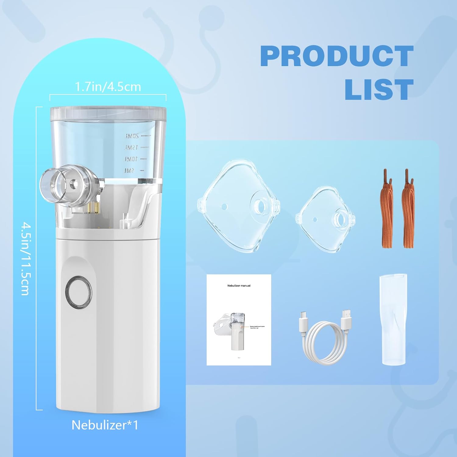 Portable Pet Nebulizer, Handheld Mesh Nebulizer with Mask for Cats and Dogs, Dual Modes Fit for Pet Breathing Problems