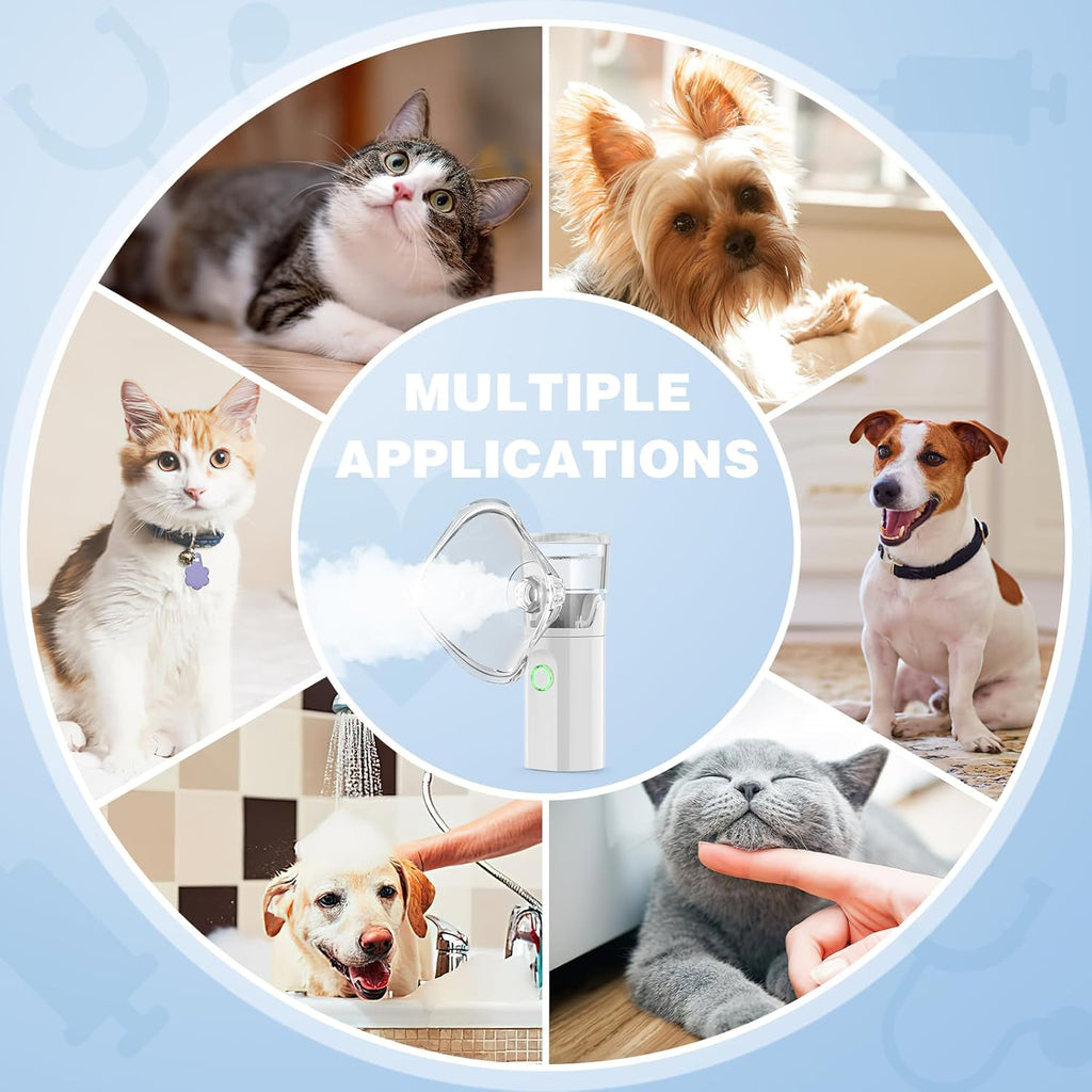 Portable Pet Nebulizer, Handheld Mesh Nebulizer with Mask for Cats and Dogs, Dual Modes Fit for Pet Breathing Problems